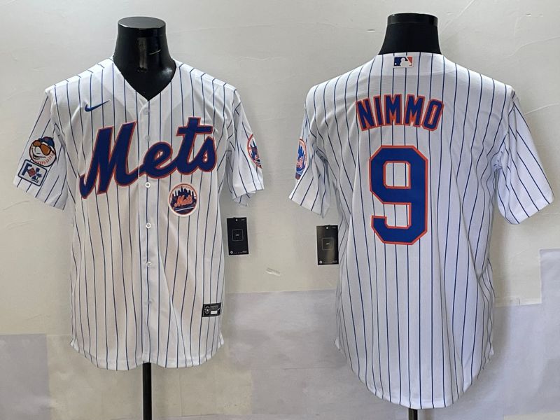 Men New York Mets #9 Nimmo White Stripe Game 2025 Nike MLB Jersey style 8->cleveland browns->NFL Jersey